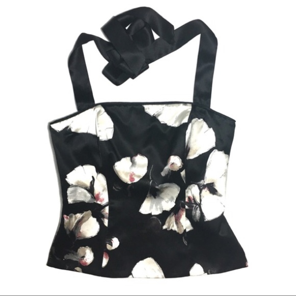 White House Black Market floral bustier halter